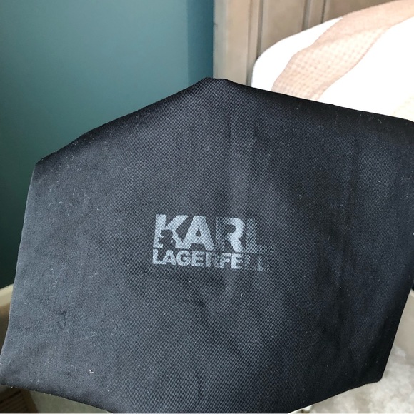 Karl Lagerfeld Leather Crossbody Bag in Grey / Purple with Silver Chain Strap - Picture 12 of 12